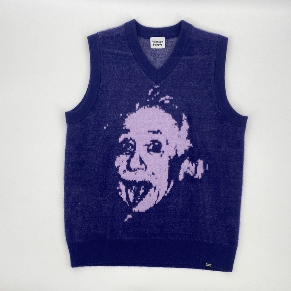 ASOS Vintage Supply Albert Einstein Men’s Purple Graphic V-Neck Sweater Vest